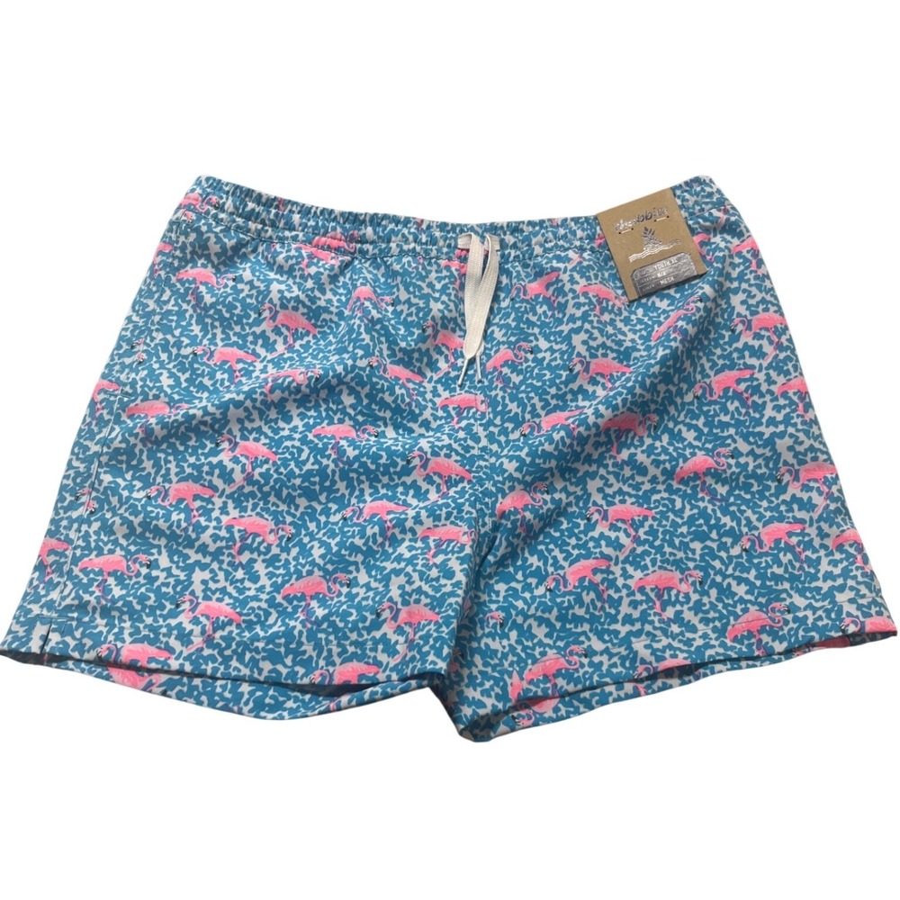 Chubbies Youth XL The Domingos Are For Flamingos Swim Trunks Blue Pink NWT